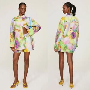 Stine Goya Charlotta Oversized Floral Button Down Top Multicolor Womens Medium